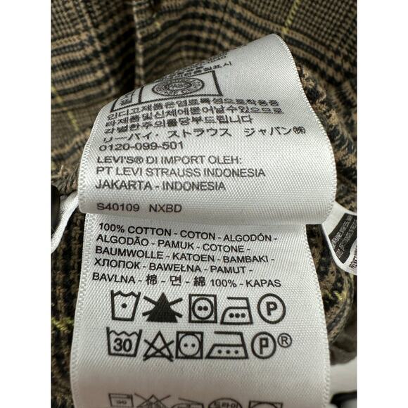 Levi's Brown Black Yellow Plaid Long Sleeve Button Down Shirt Men's Size Large L - Picture 8 of 11